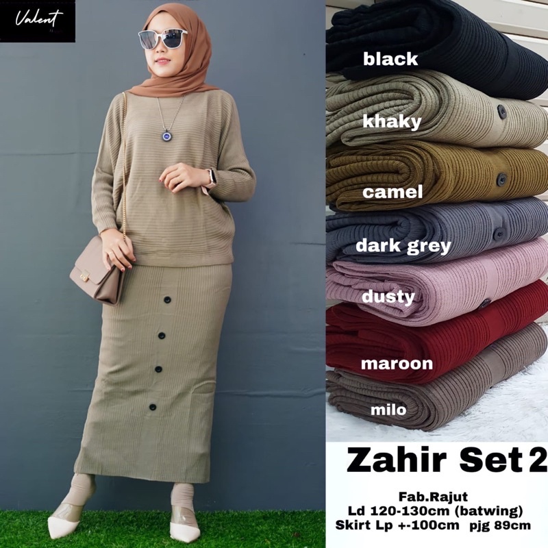 Valent Zahir Set 2 Setelan Wanita Polos Rajut LD130 Batwing