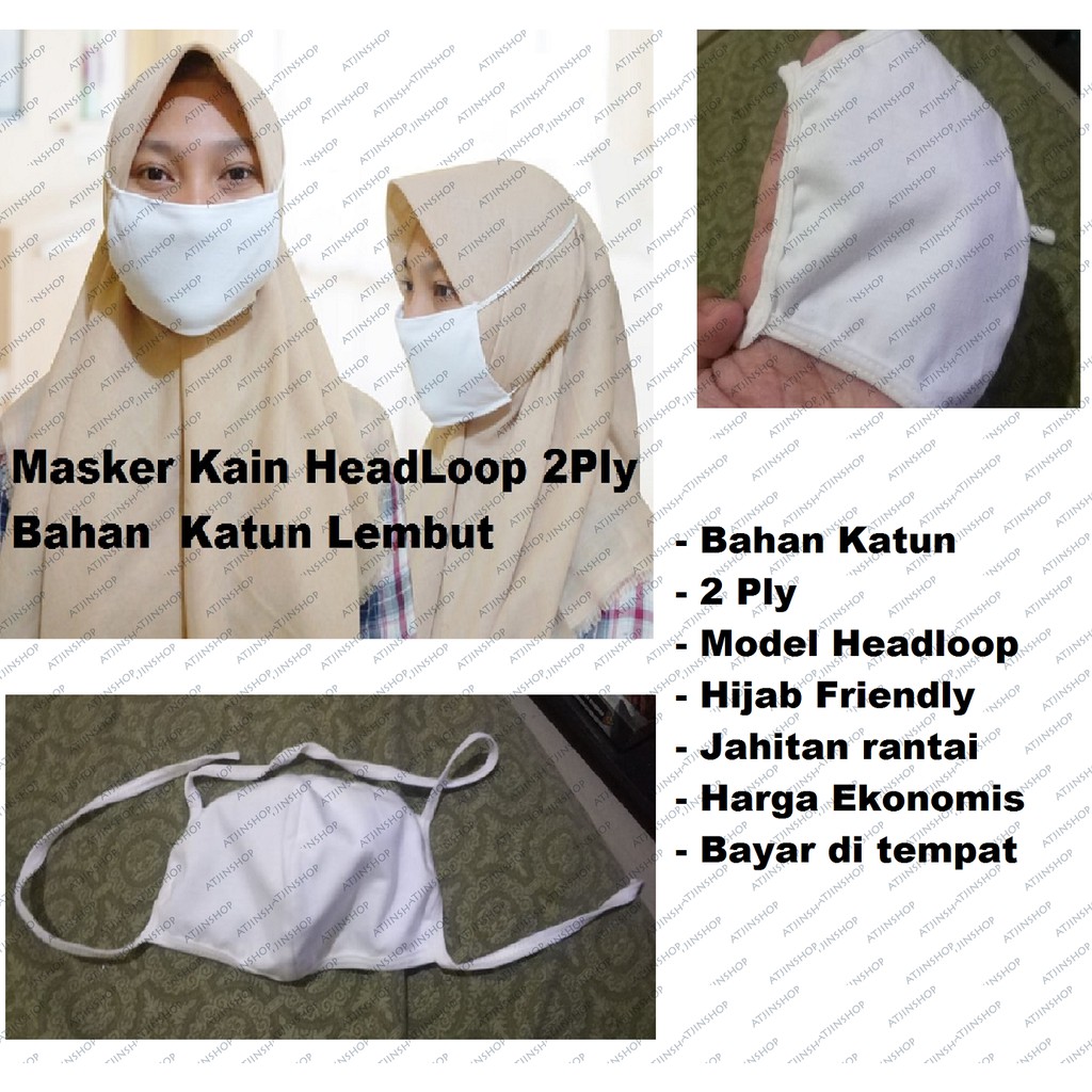 Masker Kain Headloop 2Ply Bahan Katun Lembut