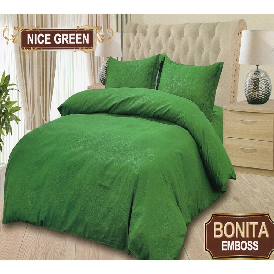 Full Set Bedcover + Sprei Bonita Polos King 180x200 Warna Hijau Beauty Green, Dark Green, Nice Green
