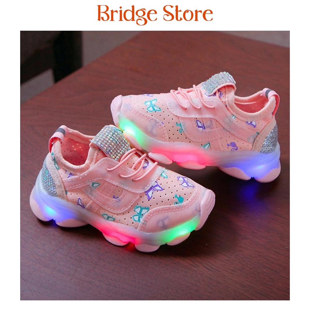 Limited Edition - Sepatu Sneakers LED Anak Perempuan Motif Kupu-kupu Import 012