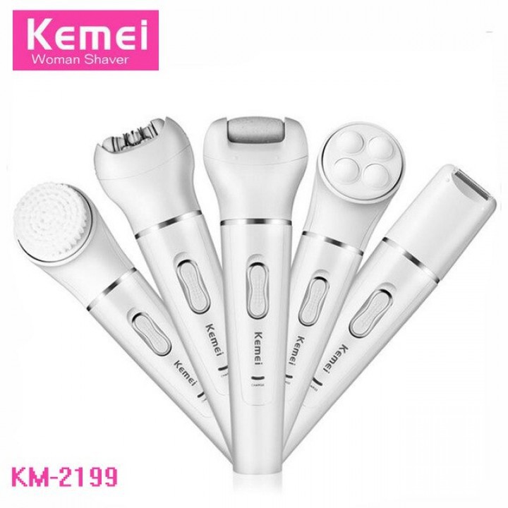 KEMEI KM-2199 5 in 1 Rechargeable Lady Epilator Shaver Tool Sets