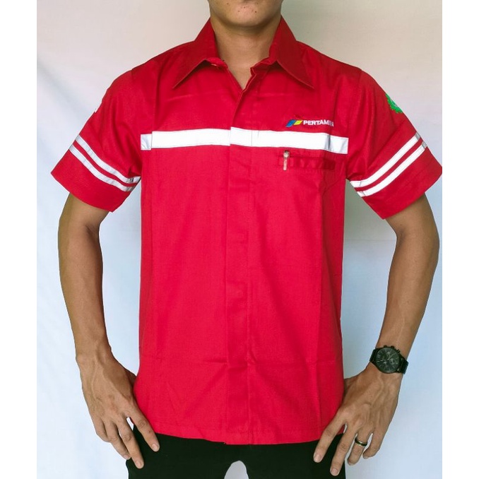 Baju Seragam Pertamina tangan pendek/atasan wearpack Pertamina/kemeja safety Pertamina lengan pendek