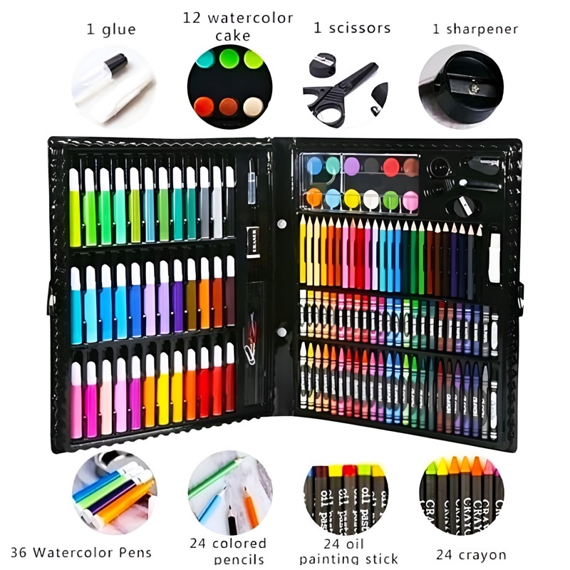 ART SET CRAYON ANAK ISI 208 PCS PENSIL WARNA ALAT MELUKIS SET CRAYON SET FBL