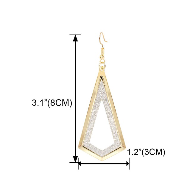 LRC Anting Gantung Fashion Golden Frosted Diamond Hollow Alloy Earrings K44360