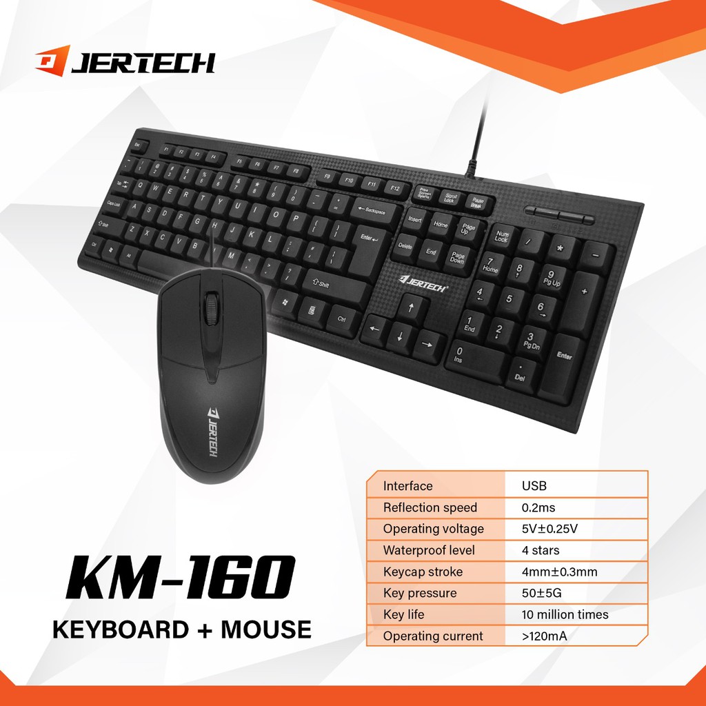 KEYBOARD DAN MOUSE COMBO JERTECH KM-160 - 1 SET PAKET KM160