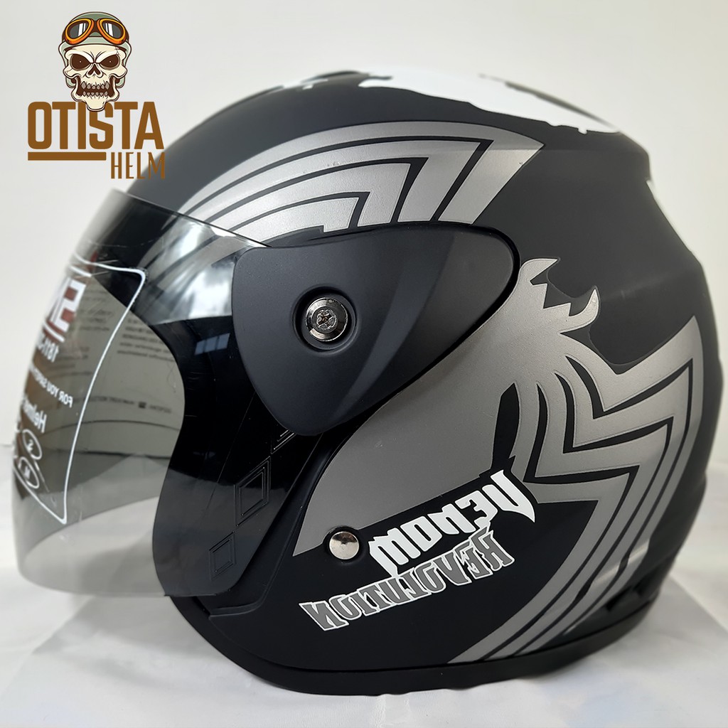 Helm Murah Half Face Bxp Bnh Gm Evolution Venom Doff Black Red SNI - L