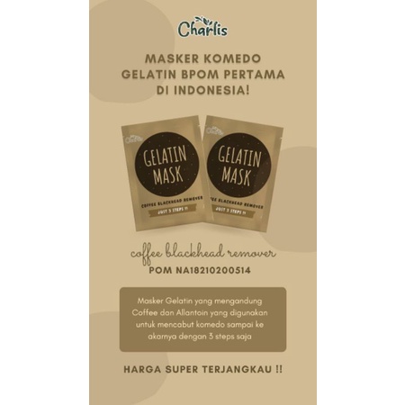 (BPOM) Masker Komedo Charlis - Masker Gelatin 5 Gram - Pencabut Komedo