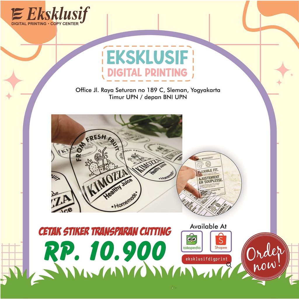 

Stiker Transparan A3 Kisscut Desain Custom