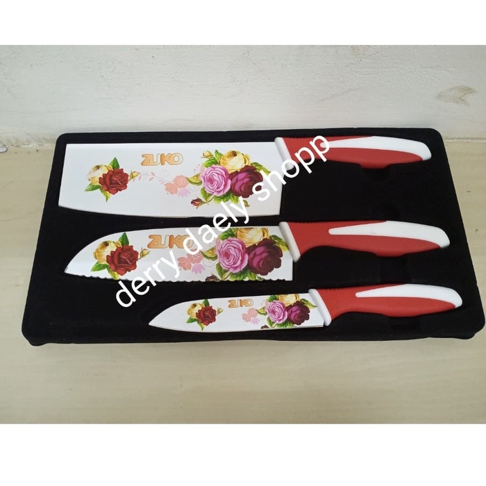 Knife / Pisau Set Zuko Motif Bunga 3 pcs promo