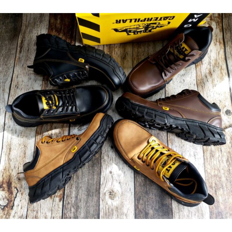 Sepatu Safety Boots caterpillar pendek Sefti ujung besi,sepatu kerja proyek dan lapangan