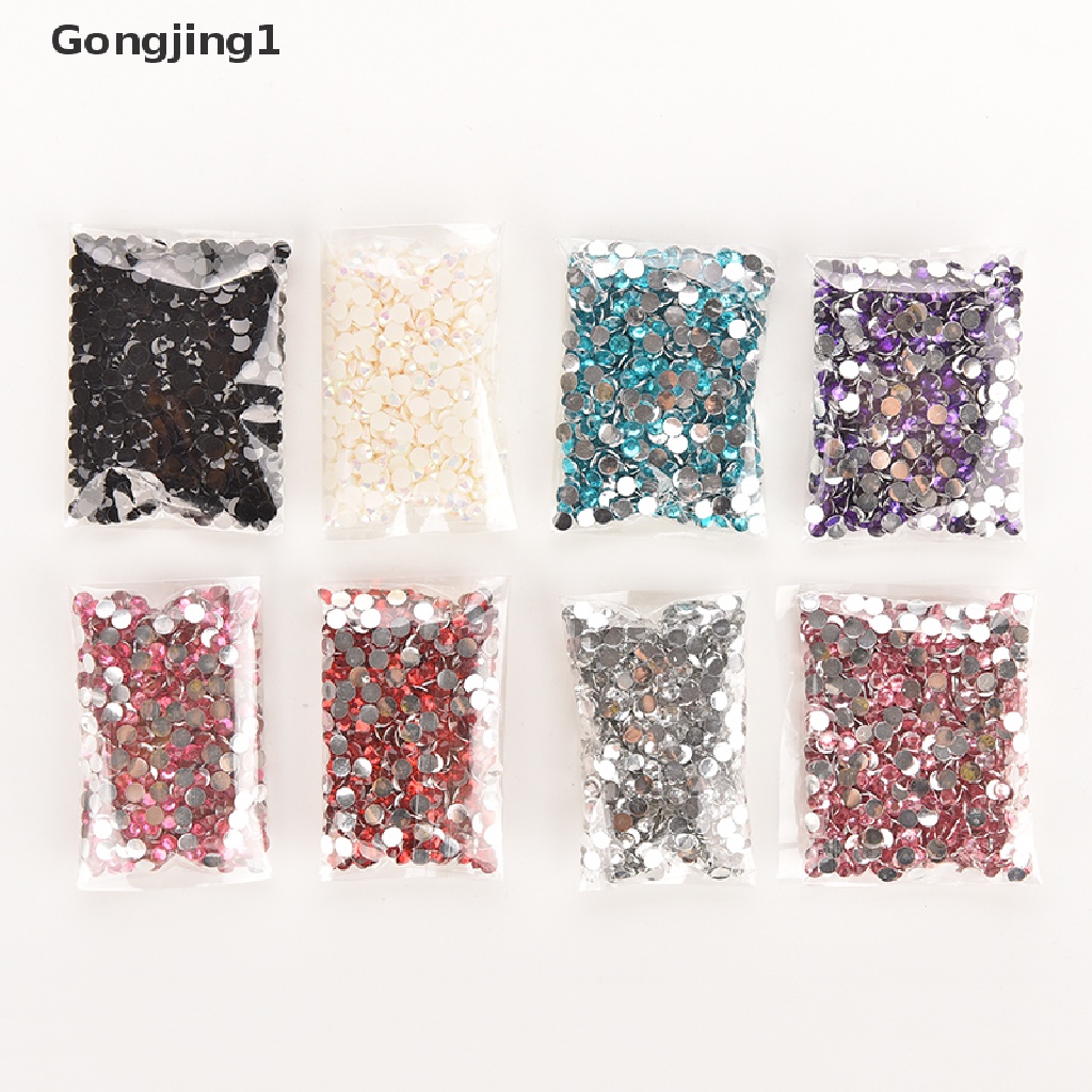 Gongjing1 Lot 1000Pcs Manik Kristal Berlian Imitasi Bulat Flatback 4mm Untuk Dekorasi Nail Art DIY