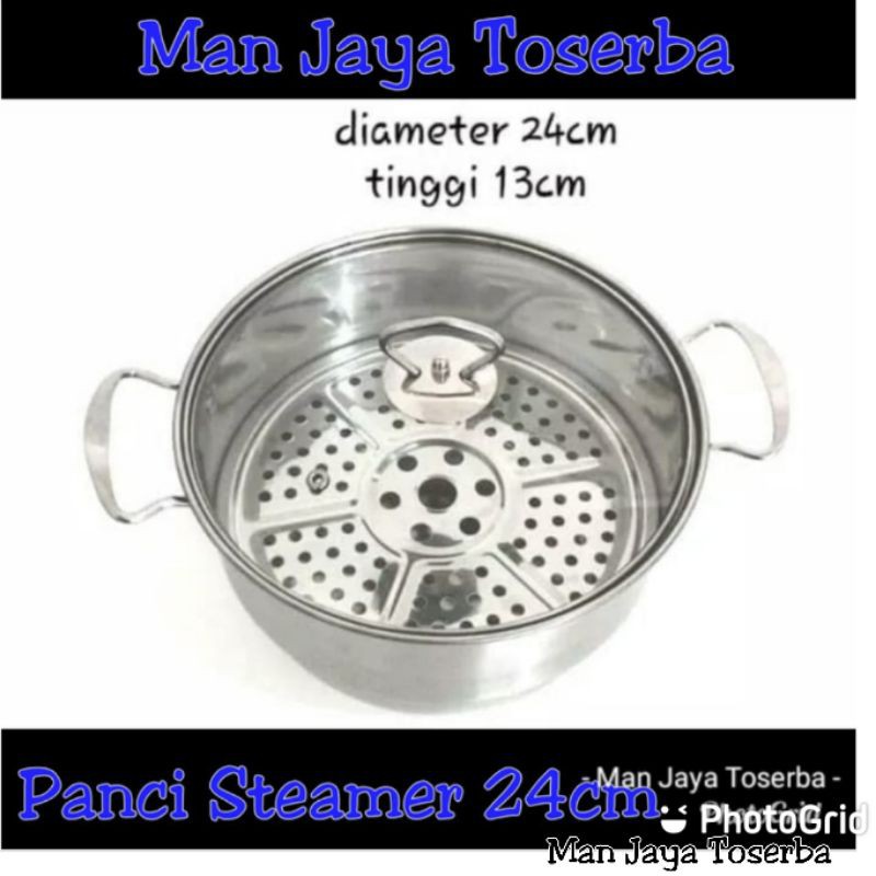 Panci Steamer / Kukusan  24cm + tutup kaca Calypso