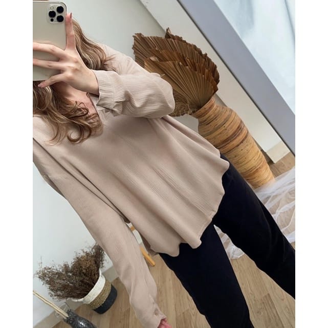 JEJE BLOUSE - OVERSIZE ATASAN WANITA TOP CRINGKLE AIR FLOW - blus vara outfit korea