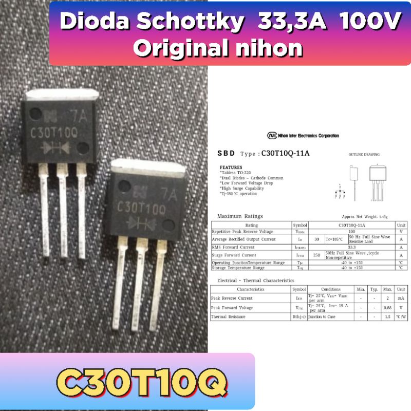 Dioda Schottky 33A 100V  C30T10Q  ORIGINAL