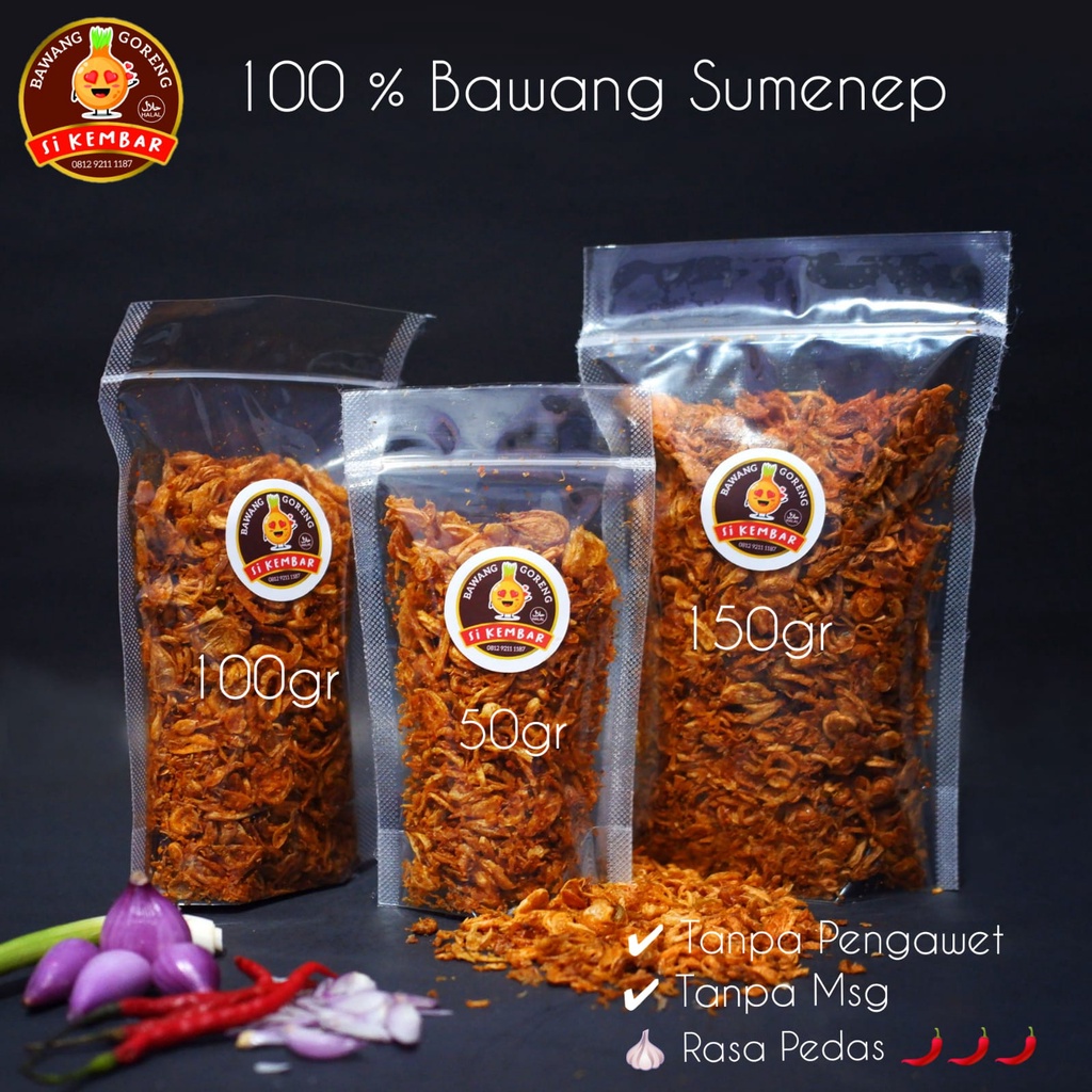

Bawang Goreng Sumenep Premium Pedas 25gr 50gr 100gr 150gr