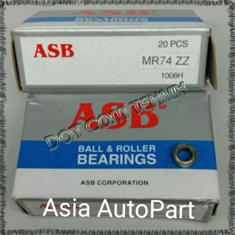 Miniature Ball Bearing MR 74 ASB Bearing Pancing Ukuran 4 x 7 x 2.5 mm