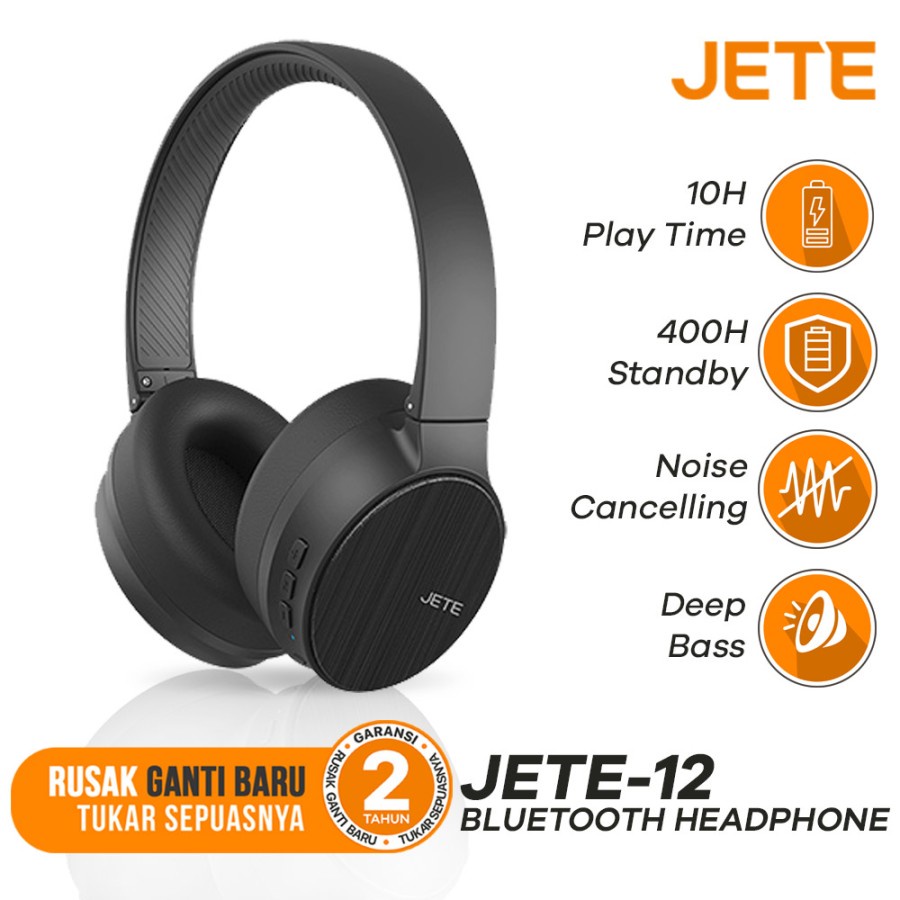JETE Headphone Bluetooth Jete-12 - Headset Wireless Noise Cancelling - Garansi Resmi