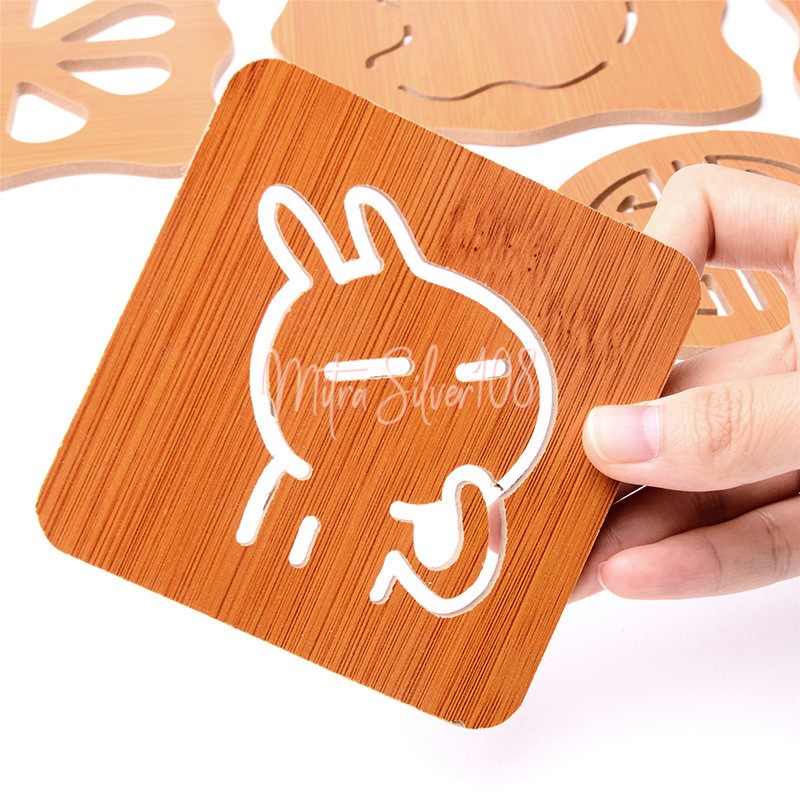 [MS108] PR 26 ❤READY STOCK❤  Tatakan Piring / Gelas / Panci Bahan Kayu Karakter / Tatakan Tahan Panas Dingi