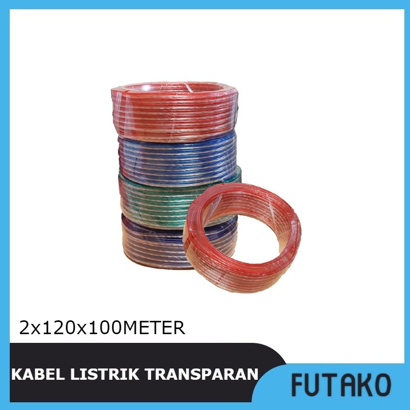 FUTAKO KABEL LISTRIK TRANSPARAN KABEL SERABUT PER ROL 2x120x100Meter FULL