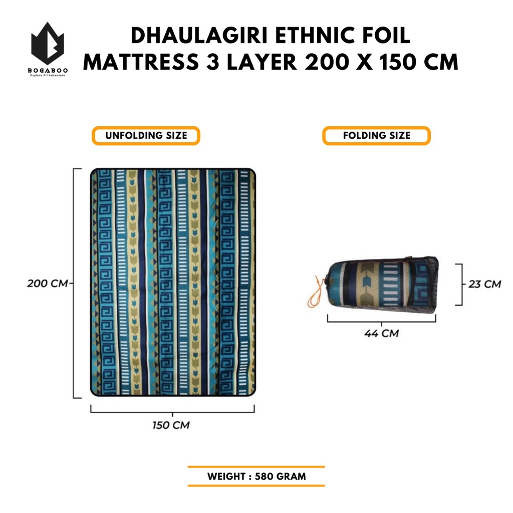 Matras Dhaulagiri Ethnic Foil Mattress 3 layer Ukuran  200 X 150 cm Matras Allumunium Foil Alas