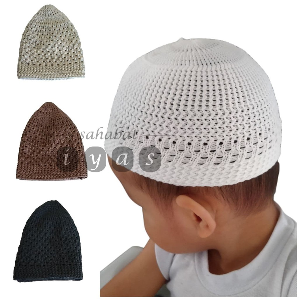 Peci Anak Laki-Laki Peci Polos Hitam Peci Rajut Anak