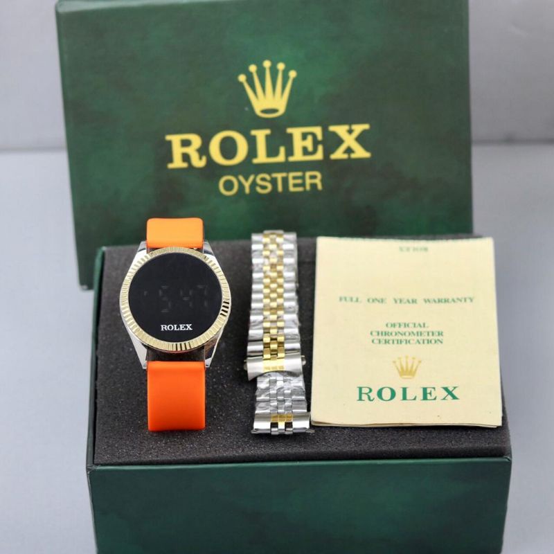[FREE STRAP RANTAI] Jam Tangan Wanita Rolex Touchscreen Body Gold Rubber