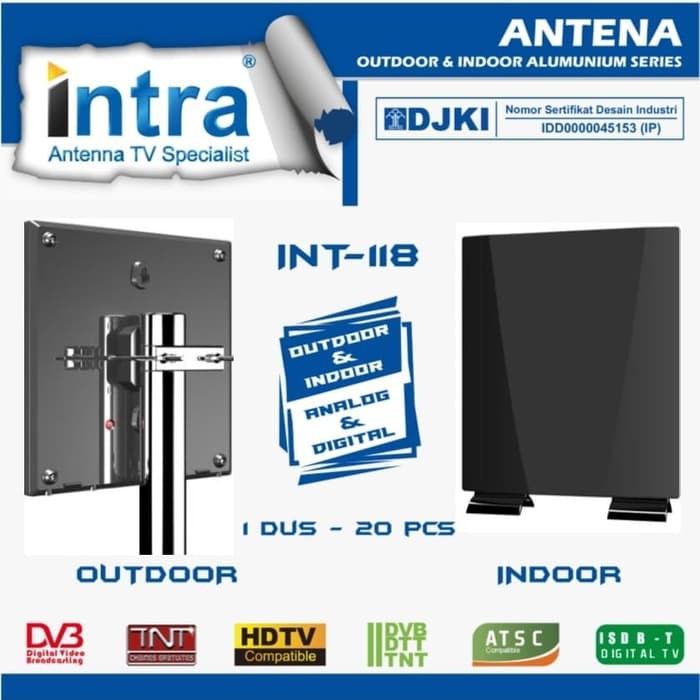 Antena TV Digital Analog LED Indoor Outdoor NEW Intra - 118 kualitas gambar bagus