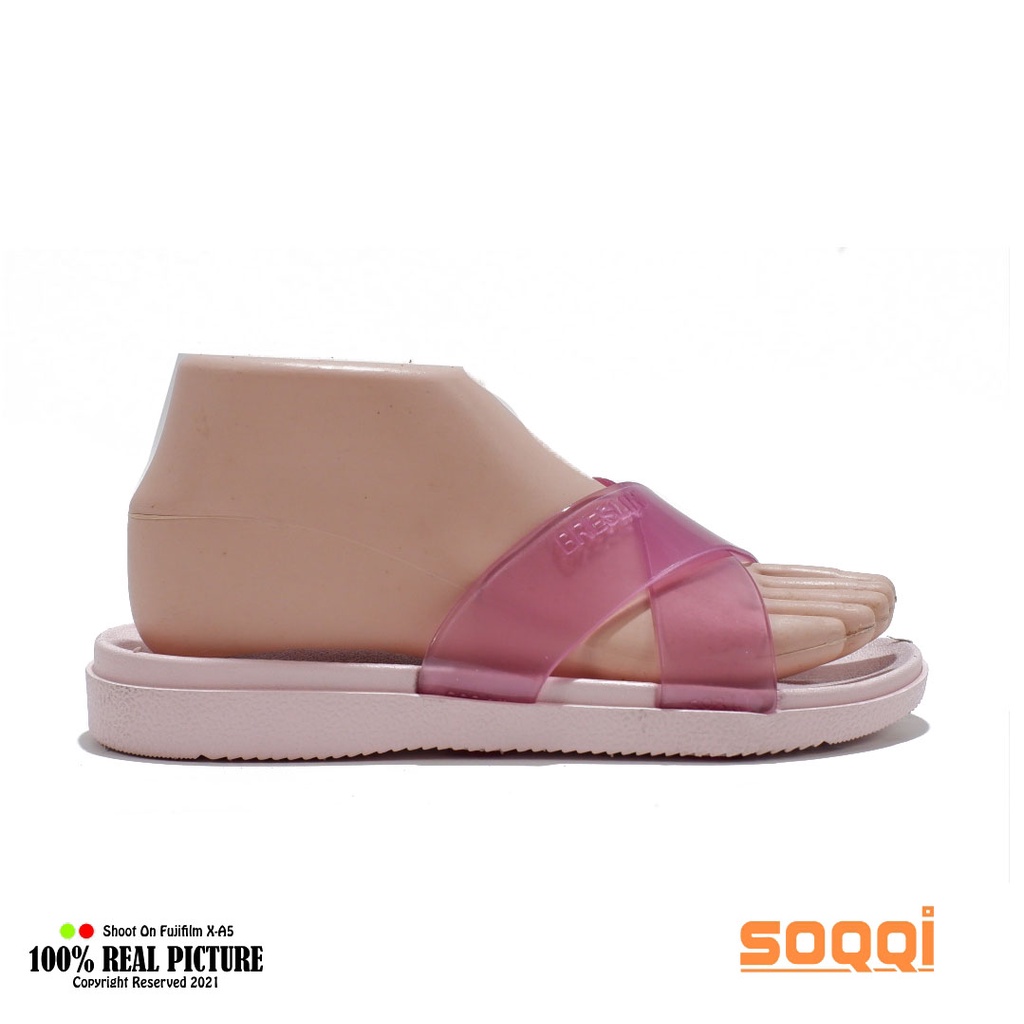 Sandal karet jelly selop wanita import korea original sendal slop jely cewek perempuan dewasa model slip on flat slide branded Soqqi-Brl 1898 8B kekinian dan terbaru promo murah cod keren 37-41