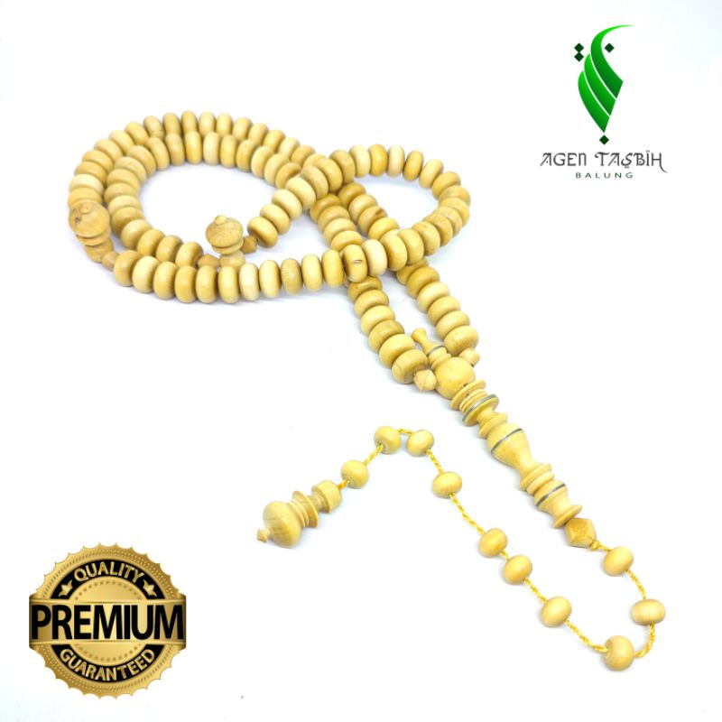 Tasbih Kemuning Gading Motif Pipih Size 7mmx12mm_Tasbih Muslim 99 Butir