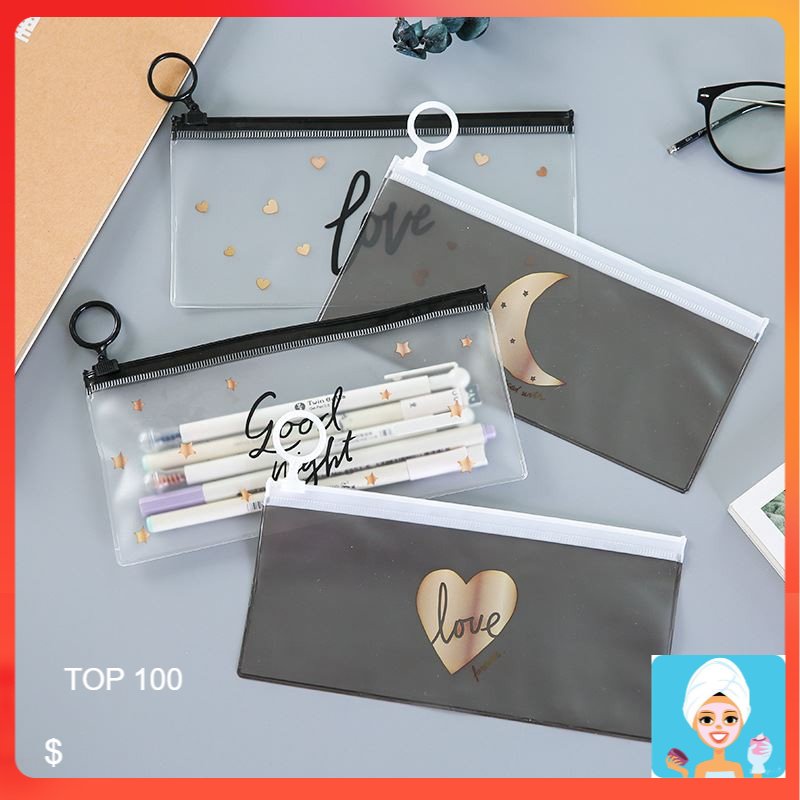 

[ML] TEMPAT PENSIL ZIP TRANSPARAN MOTIF KARAKTER LOVE TEMPAT KOSMETIK ZIPPER KOTAK PENSIL MURAH IMPORT