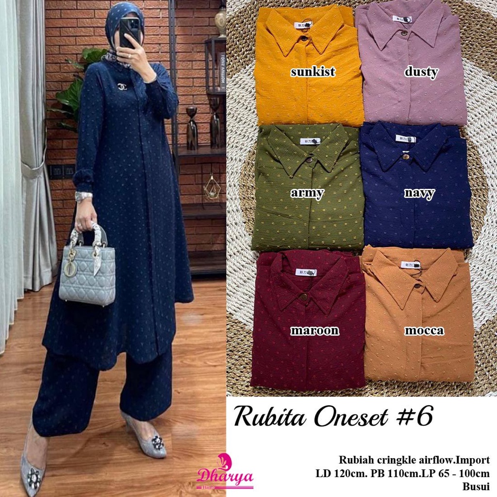 Setelan Wanita/ Rubita One Set by Dharya/ Setelan Rubiah Cringkle Airflow Premium/ Setelan Jumbo
