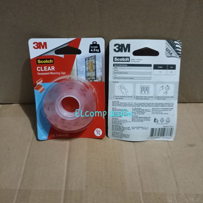 

3M scotch permanent mounting tape transparan original USA