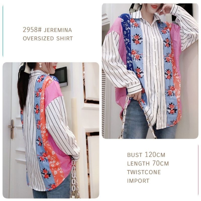 MDLV ~2958 JEREMINA OVERSIZED SHIRT // KEMEJA OVERSIZE CEWEK // FASHION IMPORT WANITA