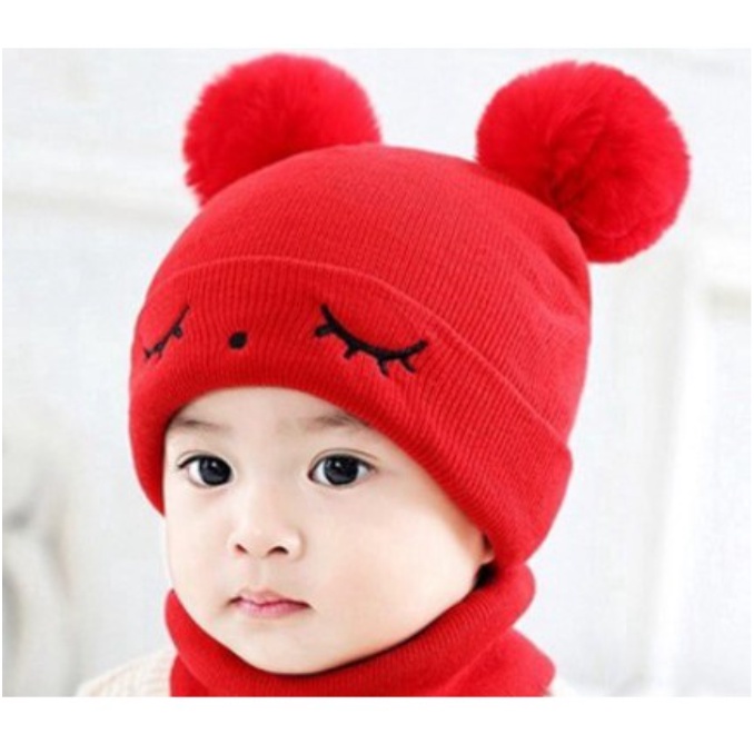 kiddiwear TOPI ANAK TOPI RAJUT POMPOM BORDIR MATA BEST QUALITY TOPI BAYI KUPLUK TP24