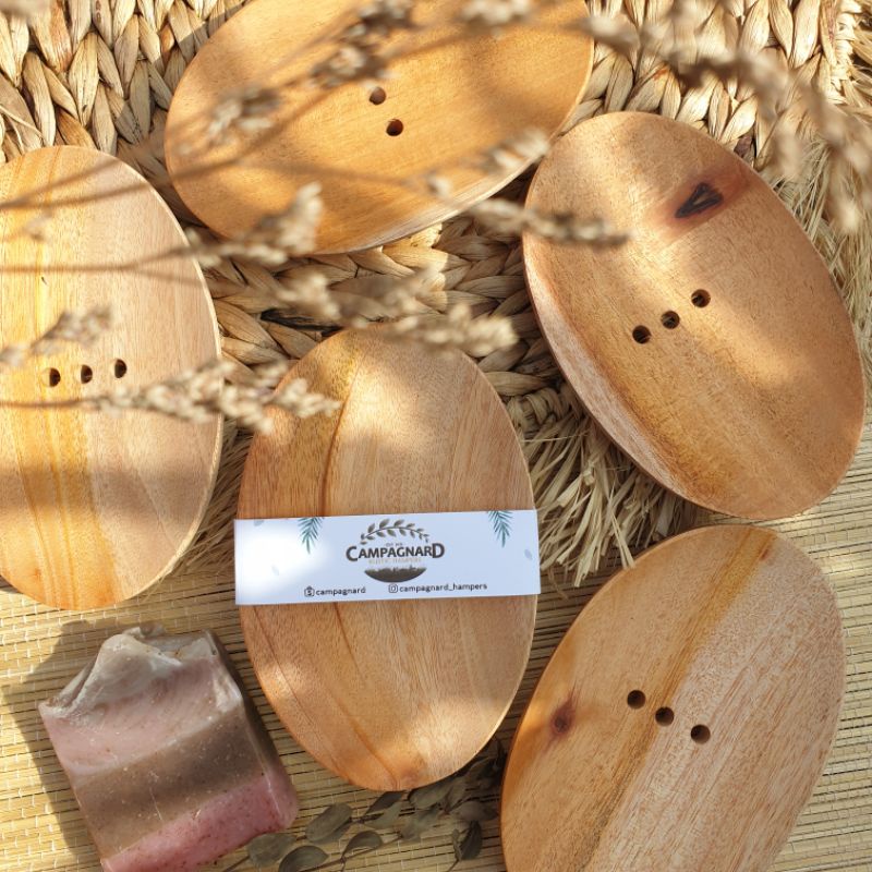 Tempat Tatakan Kayu Aesthetic (Soap Wood Holder) Tatakan Holder Sabun Oval Kayu Mahoni Tempat Sabun 