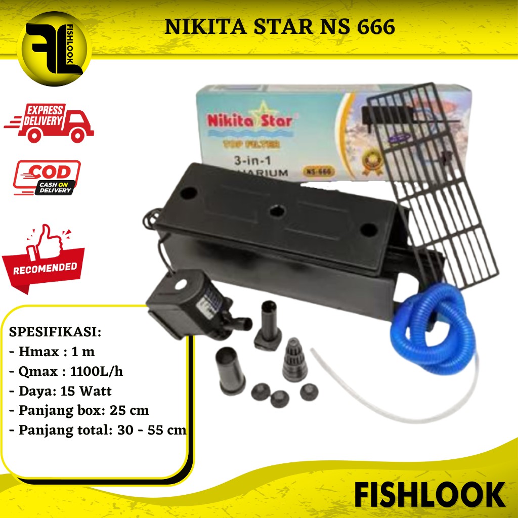 FILTER AQUARIUM NIKITA STAR TOP FILTER 3 IN 1 NS-666 3IN1 FILTER AKUARIUM