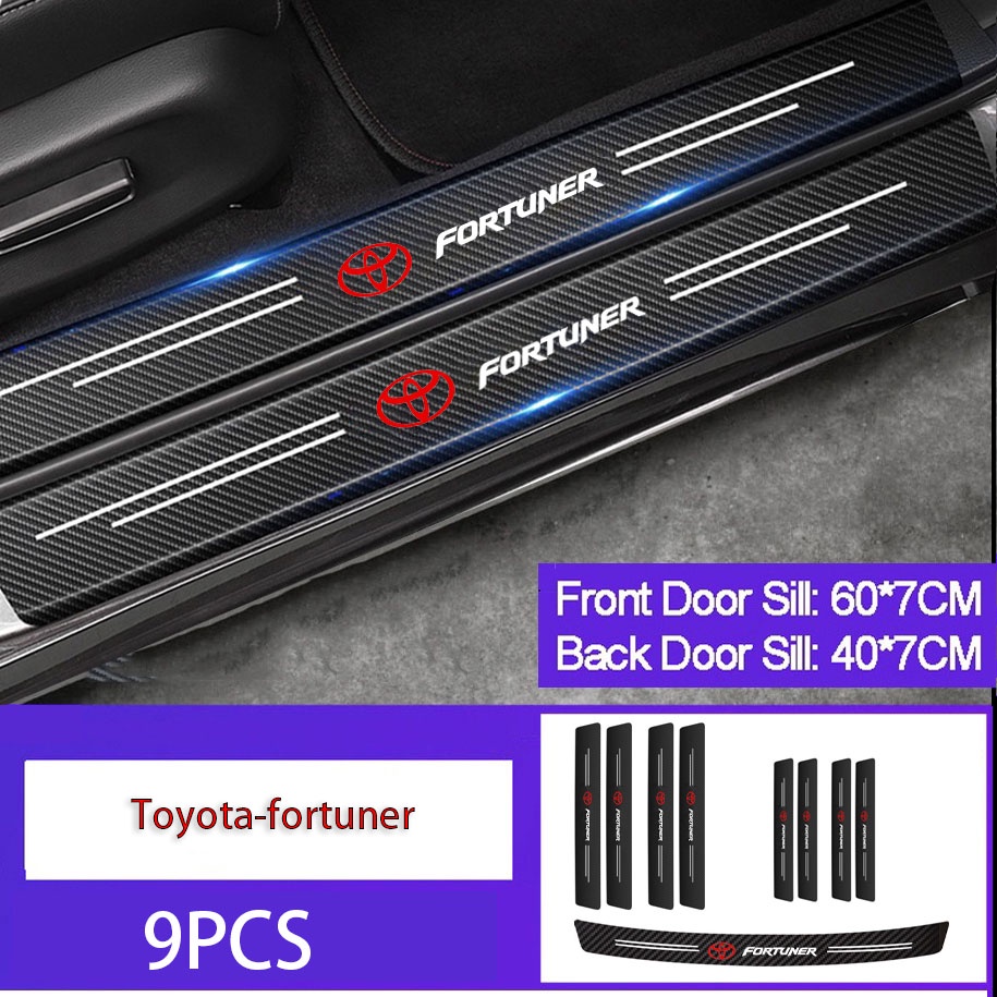 Stiker Pelindung Pintu Mobil Toyota FORTUNER Bahan carbon fiber anti Gores Tahan Air