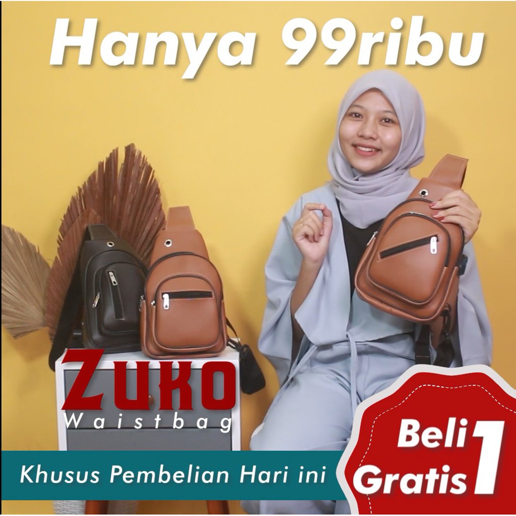 PROMO BELI 1 GRATIS 1 Slingbag / Cross Body Bag Multifungsi Tas slempang selempang pria esl01