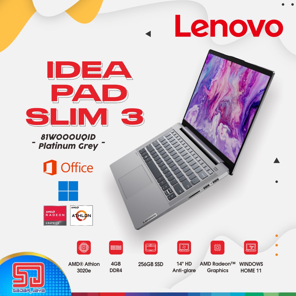 Notebook Lenovo IdeaPad Slim 3 14ADA05 81W000UQID Platinum Grey