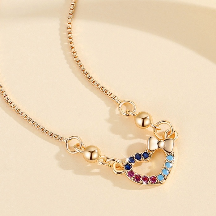 Y637 【COD】 Kalung Hati Titanium Permata Lapis Emas Liontin Fashion Wanita Perhiasan Fashion Jewelry