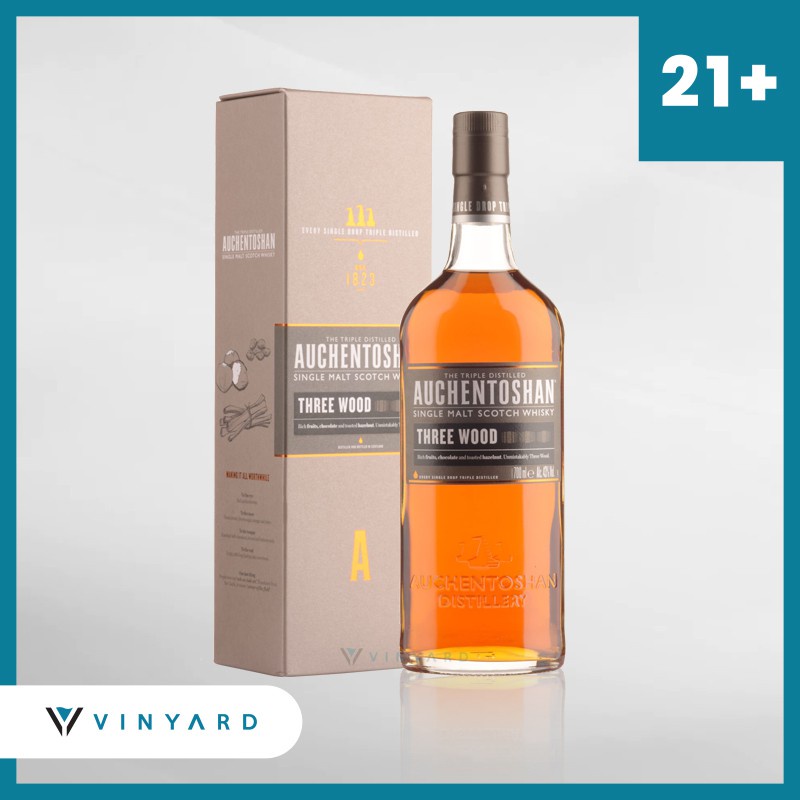 Auchentoshan Three Wood 700 ml ( Original &amp; Resmi By Vinyard )