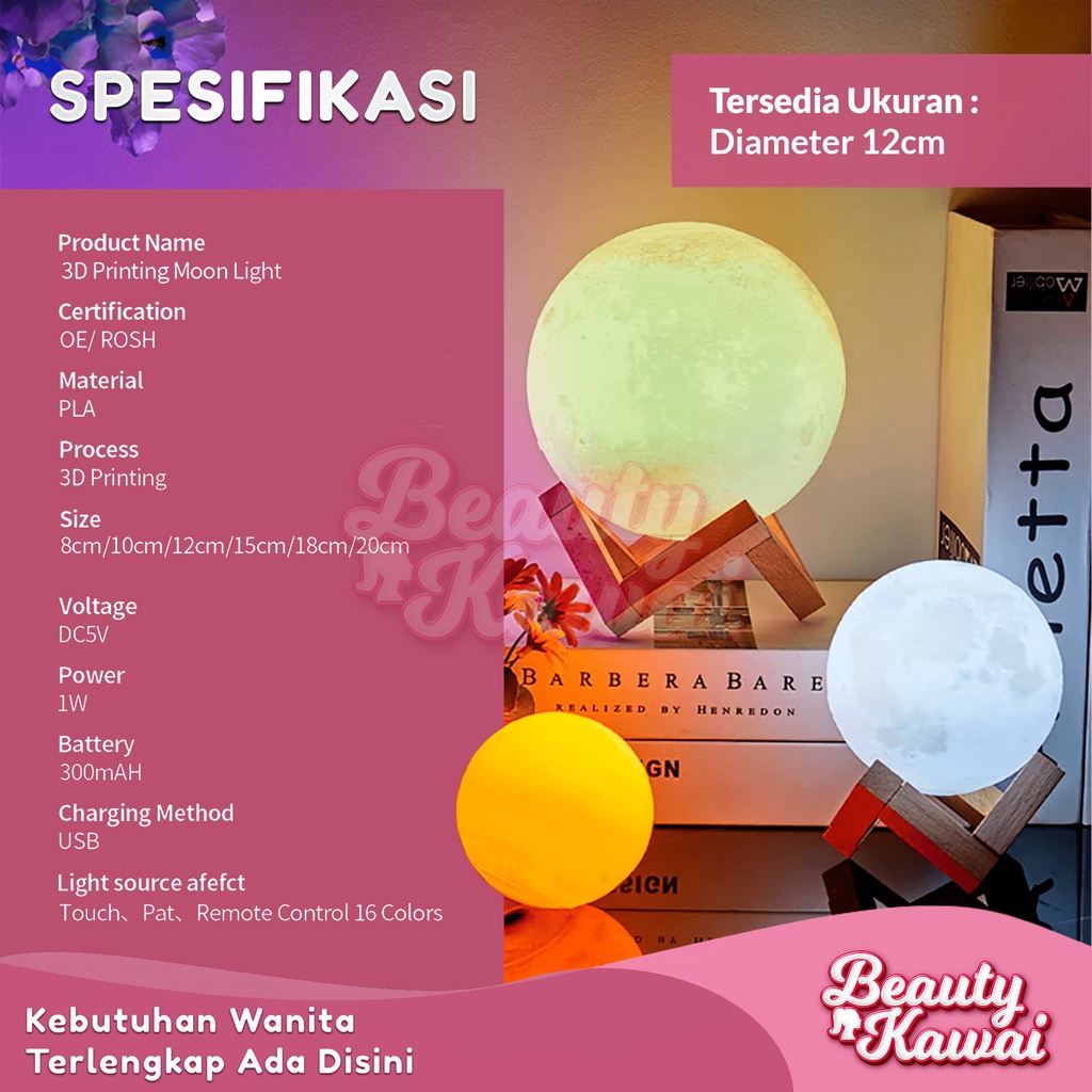 Lampu Kamar Tidur Bulat Moonlight LED Dekorasi Lamp Bedroom Tumblr