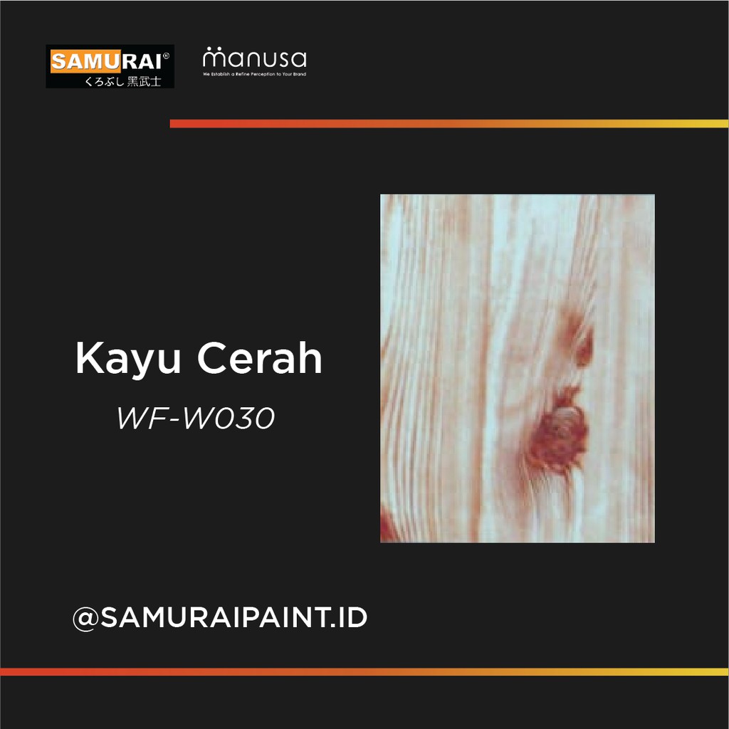 Samurai Paint Water Film Transfer Motif Kayu Cerah WFW030 Premium Quality