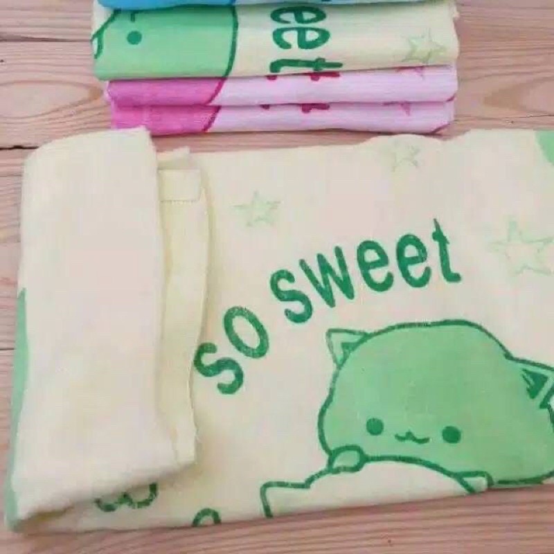 Handuk bayi ukuran 60x120 ivory bordir Terlaris termurah-Ivory sablon kuning
