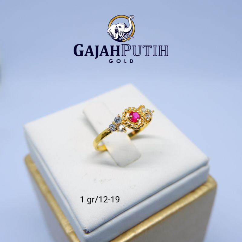 1gr Cincin Model Permata Merah Emas Asli kodeO1101219