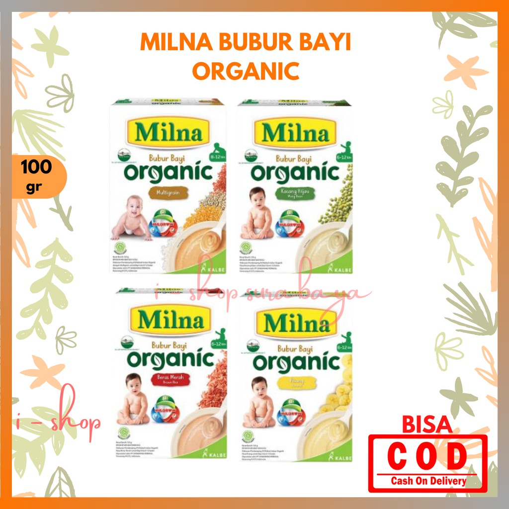 Milna Bubur Bayi Organic / Bubur Bayi MPASI / Bubur Bayi 6 Bulan Isi 120 gr / Bubur Bayi Organik