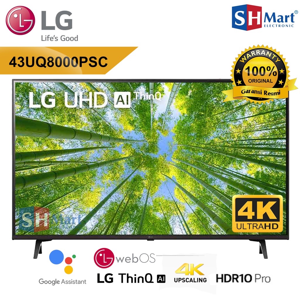 SMART TV LG  43 INCH 43UQ8000 UHD 4K HDR  thinQ AI MAGIC REMOTE 43UQ8000PSC NEW GARANSI RESMI (MEDAN)