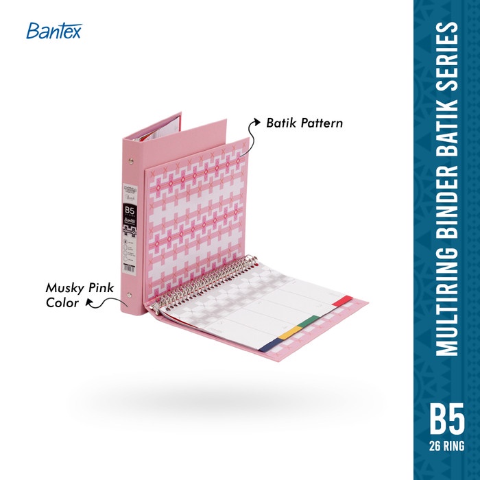 

READY Bantex B5 Multiring Binder Batik Series #1336 - Musky Pink MURAH