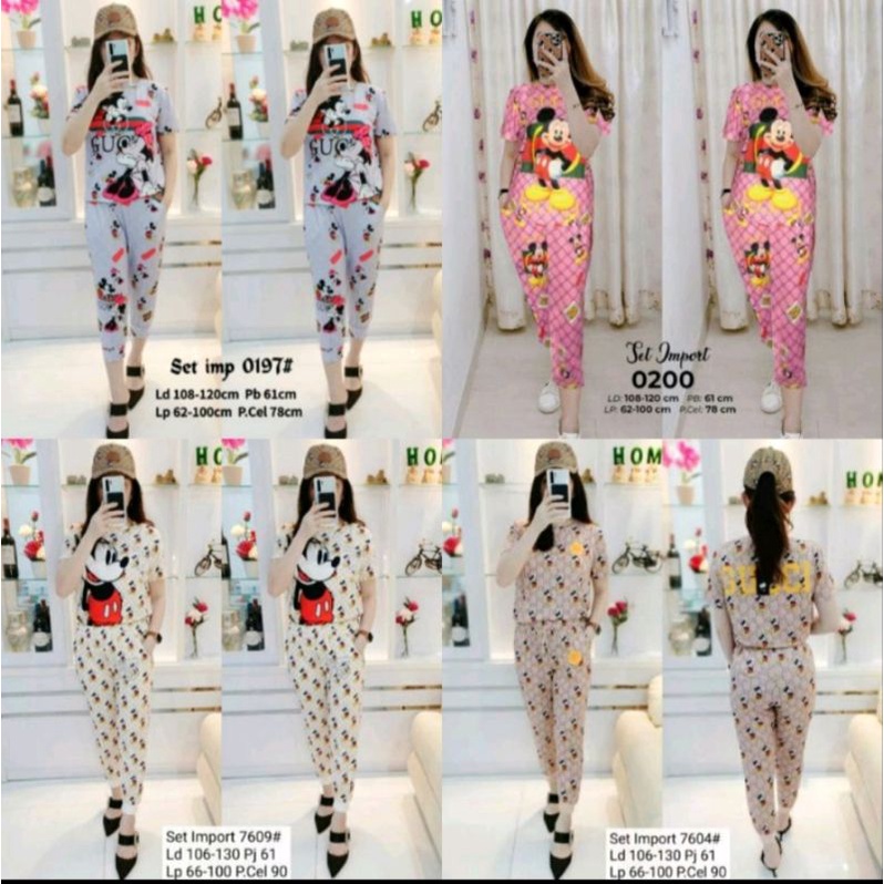 Setelan Mickey import / setelan Gucci Mickey wanita ori