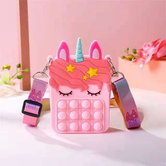 Tas Pop It Unicorn - Tas Anak Unicorn Lucu + Tali